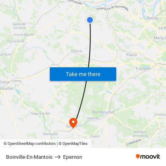 Boinville-En-Mantois to Epernon map