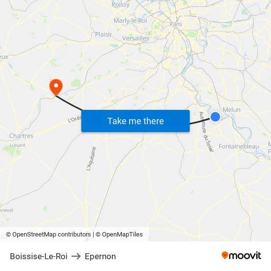 Boissise-Le-Roi to Epernon map