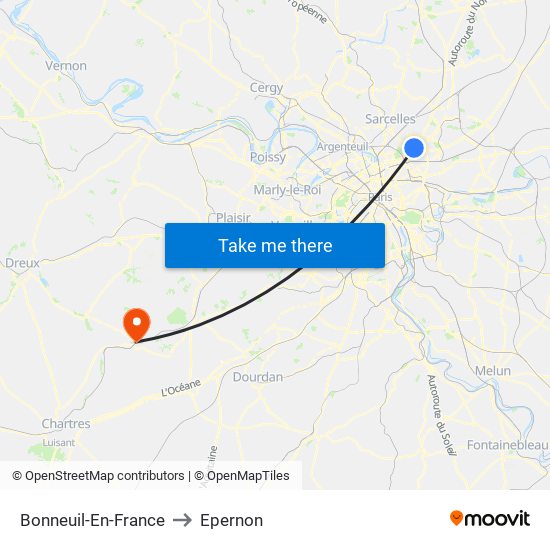 Bonneuil-En-France to Epernon map