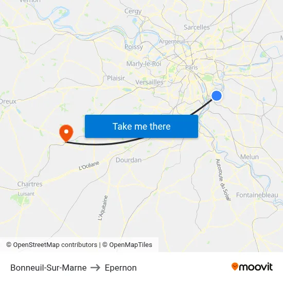 Bonneuil-Sur-Marne to Epernon map