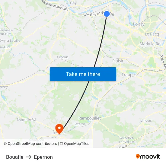 Bouafle to Epernon map