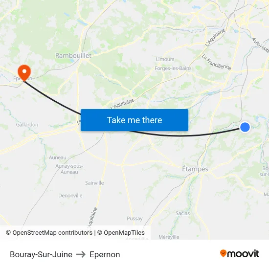Bouray-Sur-Juine to Epernon map