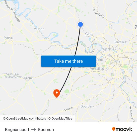 Brignancourt to Epernon map