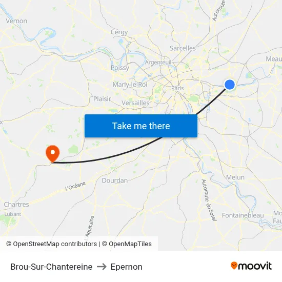 Brou-Sur-Chantereine to Epernon map