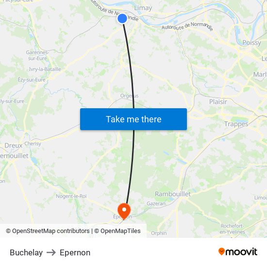 Buchelay to Epernon map