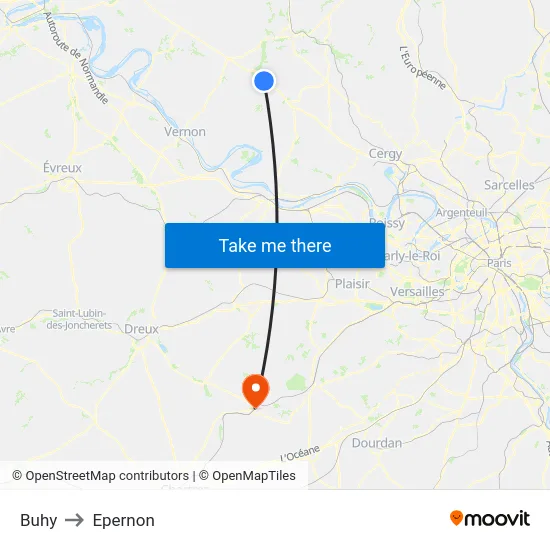 Buhy to Epernon map