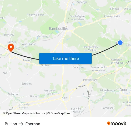 Bullion to Epernon map