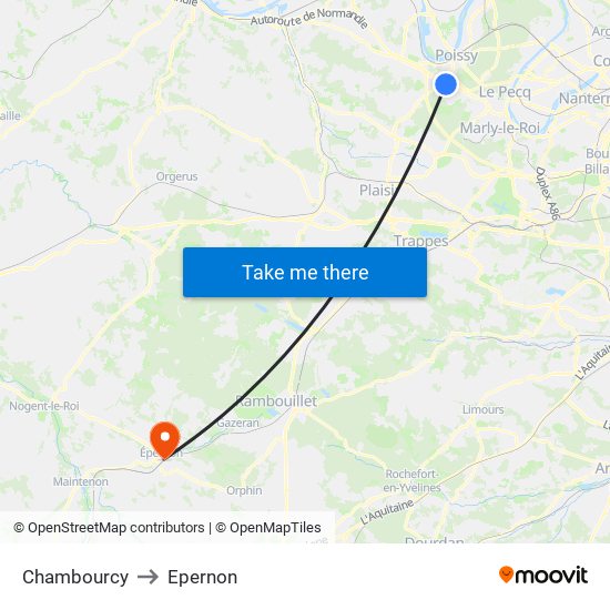 Chambourcy to Epernon map