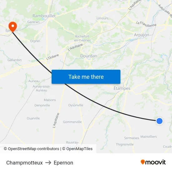 Champmotteux to Epernon map