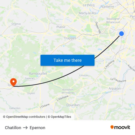 Chatillon to Epernon map