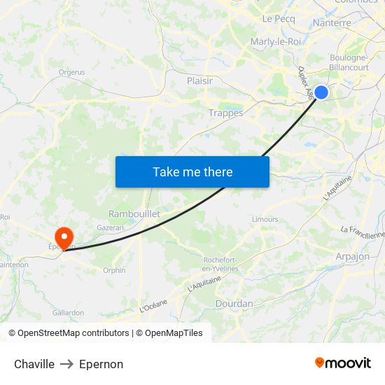 Chaville to Epernon map