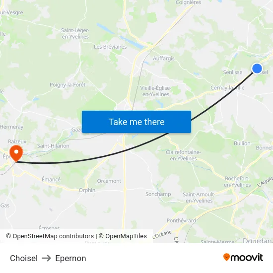 Choisel to Epernon map