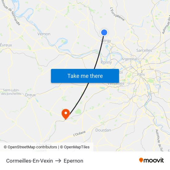 Cormeilles-En-Vexin to Epernon map