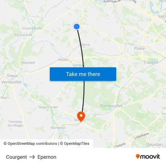 Courgent to Epernon map