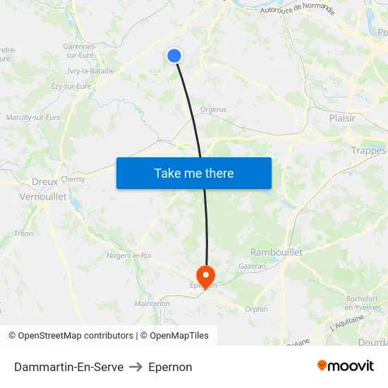 Dammartin-En-Serve to Epernon map