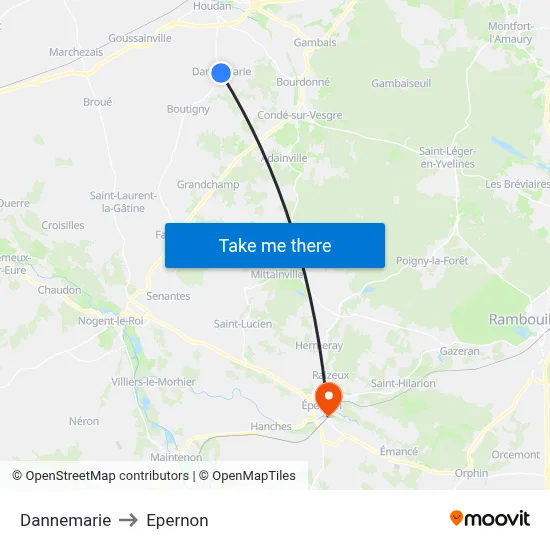 Dannemarie to Epernon map