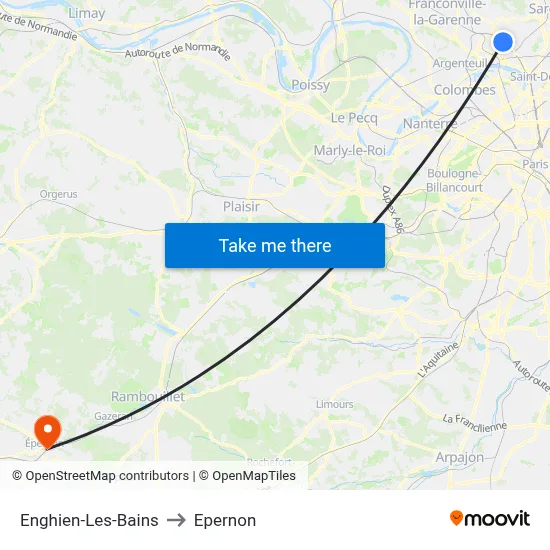 Enghien-Les-Bains to Epernon map