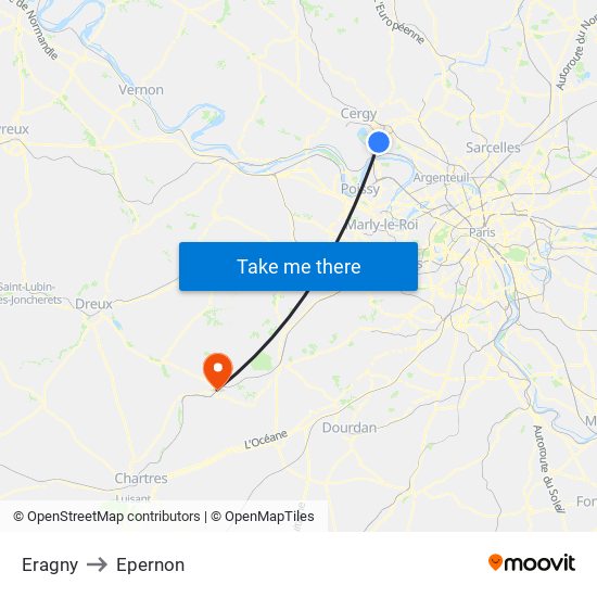 Eragny to Epernon map