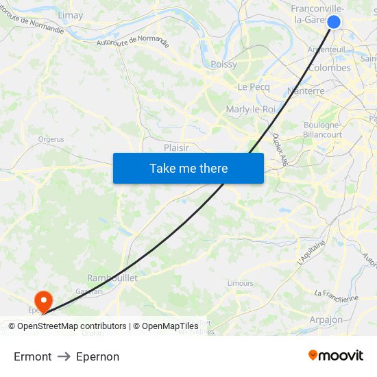 Ermont to Epernon map