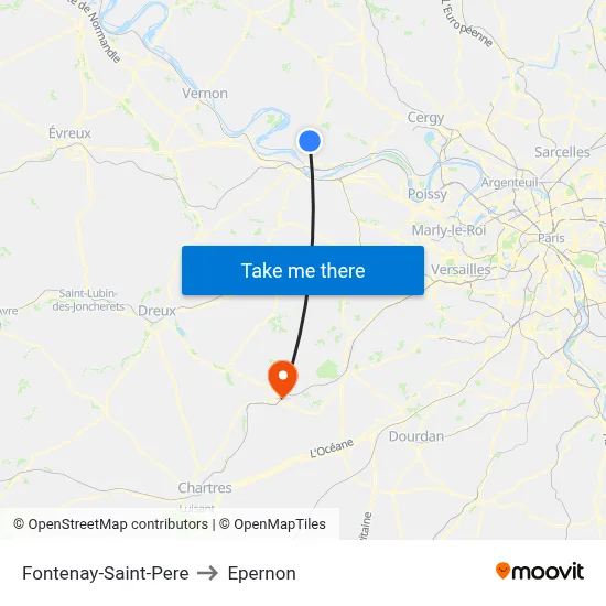 Fontenay-Saint-Pere to Epernon map