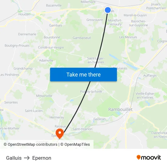 Galluis to Epernon map
