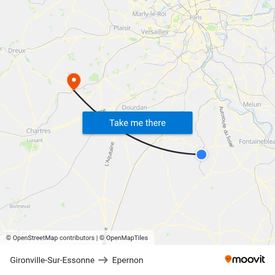 Gironville-Sur-Essonne to Epernon map