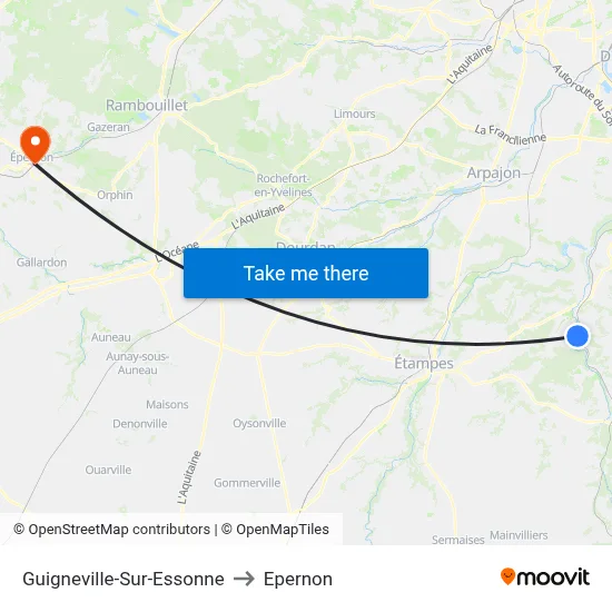 Guigneville-Sur-Essonne to Epernon map