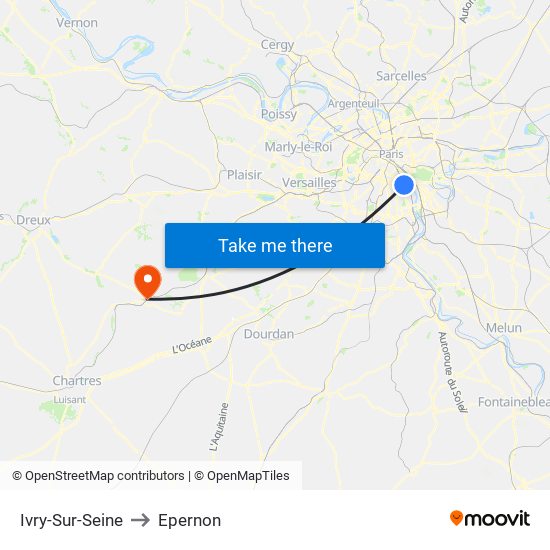 Ivry-Sur-Seine to Epernon map