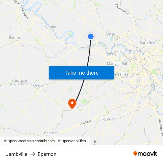 Jambville to Epernon map