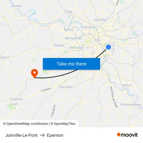 Joinville-Le-Pont to Epernon map