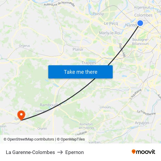 La Garenne-Colombes to Epernon map