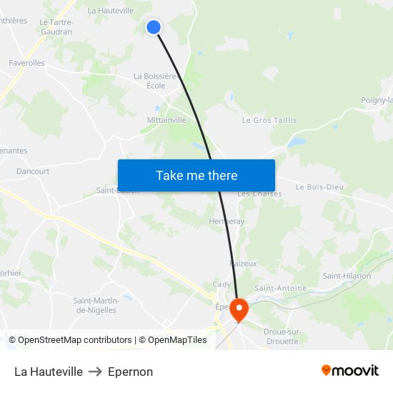 La Hauteville to Epernon map