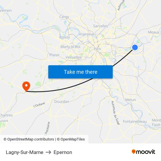 Lagny-Sur-Marne to Epernon map