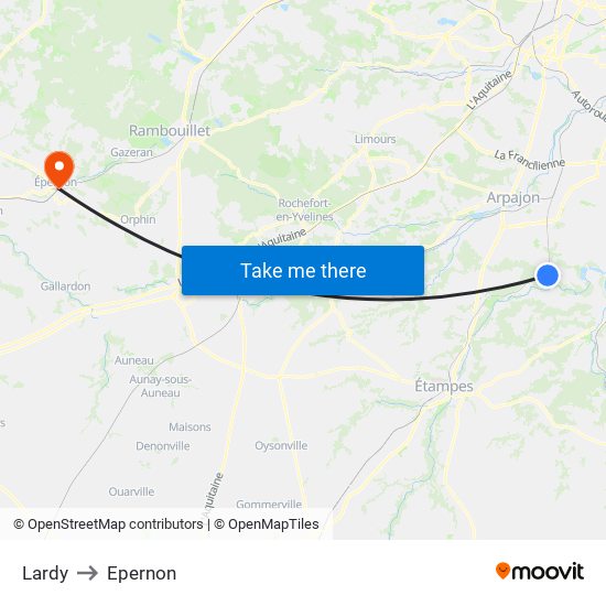 Lardy to Epernon map