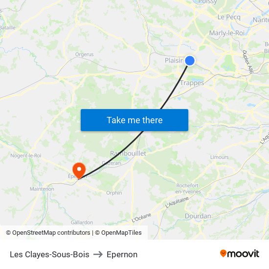 Les Clayes-Sous-Bois to Epernon map