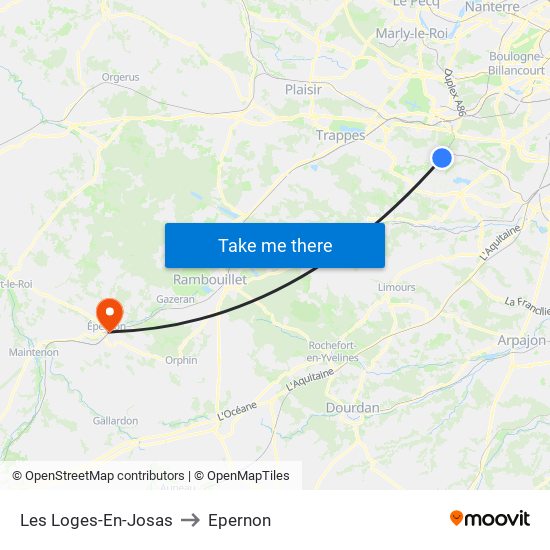 Les Loges-En-Josas to Epernon map