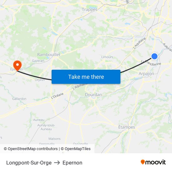 Longpont-Sur-Orge to Epernon map