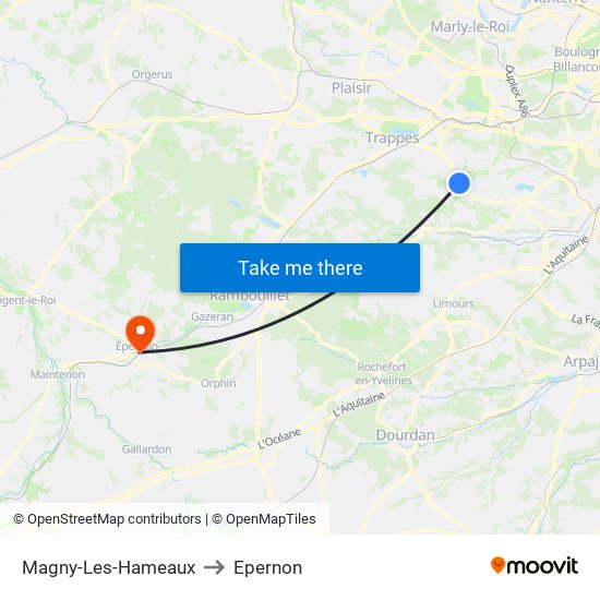 Magny-Les-Hameaux to Epernon map