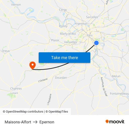 Maisons-Alfort to Epernon map