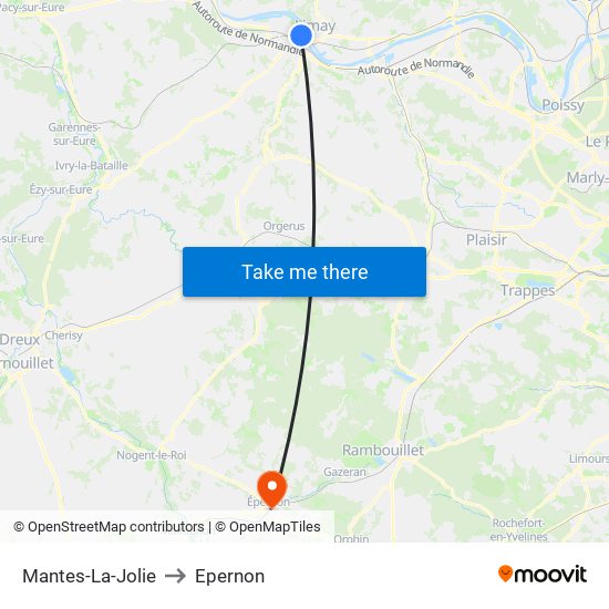 Mantes-La-Jolie to Epernon map
