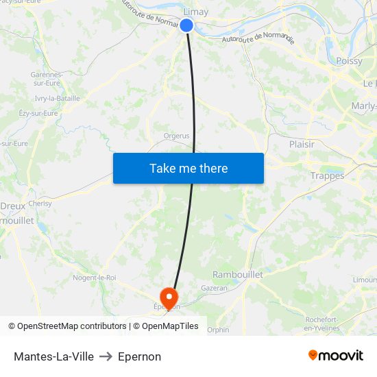 Mantes-La-Ville to Epernon map