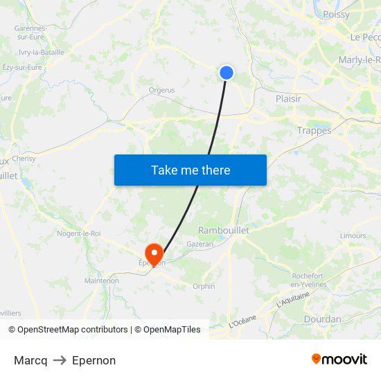 Marcq to Epernon map