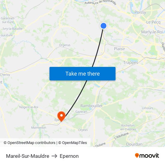 Mareil-Sur-Mauldre to Epernon map