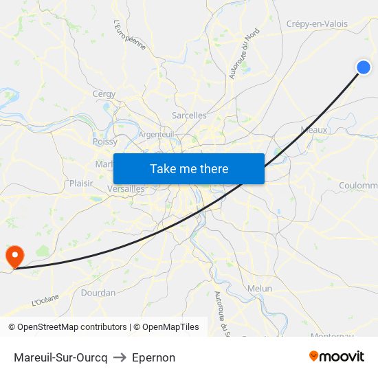 Mareuil-Sur-Ourcq to Epernon map