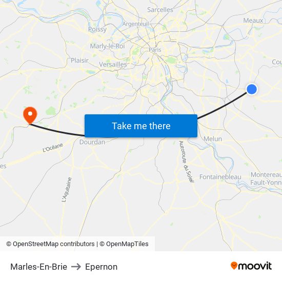Marles-En-Brie to Epernon map