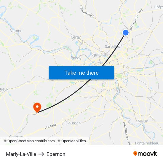 Marly-La-Ville to Epernon map