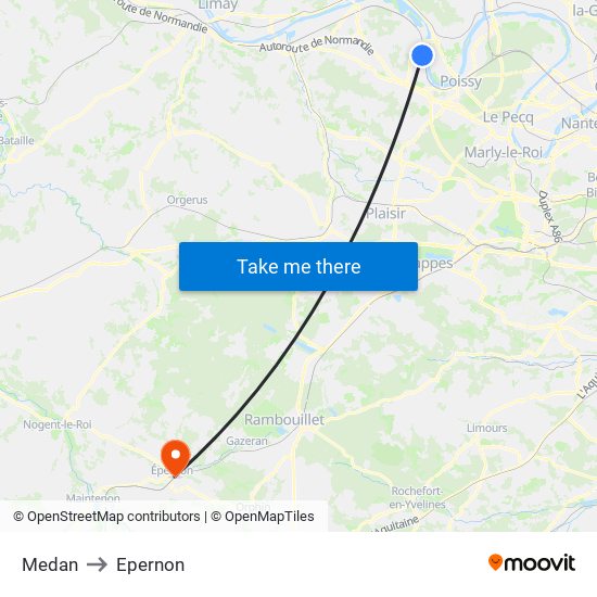 Medan to Epernon map