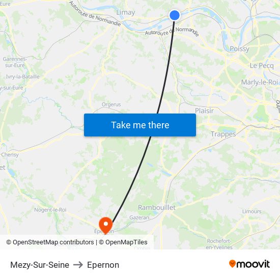 Mezy-Sur-Seine to Epernon map