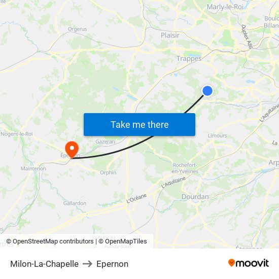 Milon-La-Chapelle to Epernon map