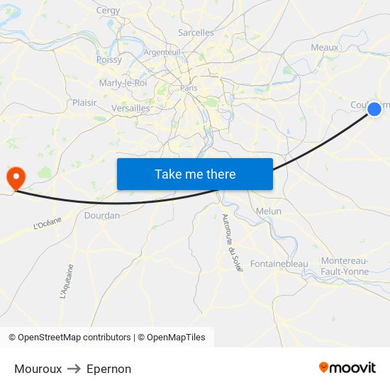 Mouroux to Epernon map